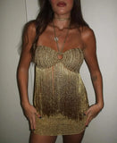 Purpdrank  Hand Crochet Knitted Tassel Strapless Tank Tops Women Sexy Hollow Out Lace Up Halter Backless Bohemian Holiday Beach Vests Camis