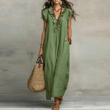 Purpdrank  Summer Hot Butterfly Sleeveless Vacation Beach Dress Woman Spring V Neck Ruffles Pocket Long Dress Casual Boho Maxi Dresses