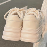 Purpdrank  Summer Hollow Out Thick Bottom Vulcanized Shoes Woman Chunky Platform White Sneakers Women Comfortable Lace Up Sports Shoes