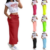 Purpdrank  Sexy T-shirt Skirt Two Piece Set Women New Short Sleeve O-Neck Crop Top High Waist Skirt Solid Fashion Suit Streetwear Partywear