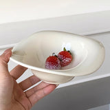 Purpdrank  Handmade Ceramic Dessert Bowl Solid Color Yogurt Bowl Household High-value Tableware Fruit Salad Breakfast Oat Yogurt Bowl