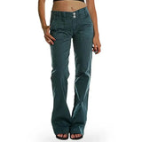 Purpdrank  Women's Fashion Denim Trousers Straight-Leg Double Button Detail Style Women's Clothing