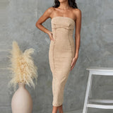 Purpdrank  Summer Sexy Off Shoulder Women's Party Dress Elegant Solid Color Slim Fit Long Dresses Fashion Strapless High Waist Denim Dress
