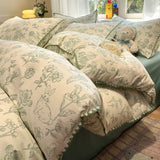 Purpdrank  Thick Pure Brushed Bed Sheets, Duvet Cover Set, Four Piece Bedding Set Bed Sheet, Fully Enclosed for Home Gift