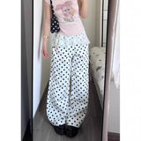 Purpdrank  American Retro Polka Dot Wide Leg Casual Pants Women's Autumn New Style Spicy Girl Lazy Loose Fit Long Trousers