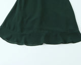 Purpdrank  French Style Retro Dark Green V neck Corset Style Sling Dress Women Elastic Back Ruffles Hem Short Dresses Summer Robe Vestidos