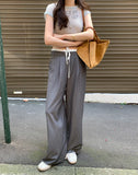 Purpdrank  Vintage Striped Women's Wide Leg Pants 2025 New High Waist Lace Up Patchwork Casual Loose Trousers for Womens