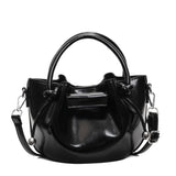Purpdrank  Luxury Fold Drawstring Bucket Bag Korean Style PU Leather Crossbody Bag Simple Design with Inner Bag Women Satchels for Women