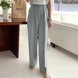 Purpdrank  Summer Style Women's Pants Fashion Drape OL High Waist Pleated Straight Wide Leg Pants Ladies Elegant Ankle Length Trousers