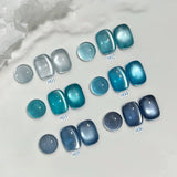 Purpdrank  6-Color 12ML Sea Blue Cat Eye Gel Nail Polish Adhesive Autumn Blue Glass Bead Cat Eye Nails Nail Art Nail Supplie