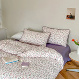 Purpdrank  Cotton four-piece set of aerobic double yarn cotton skin-friendly quilt cover small floral bed linen bed cover set