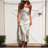 Purpdrank  Satin Strapless Sexy Maxi Dress Women Backless Slim Hollow Out Party Club Dresses Summer Elegant Off Shoulder Long Vestidos