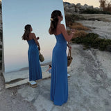 Purpdrank  Dress Summer Women's 2025 New Chic Stretch Knit Tube Top Hollow Elegant Women's Long Dress Fashion Youth Holiday Travel Dress