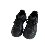 Purpdrank  Black Dad Shoes Unisex Sporty Casual Style Synthetic Wax Leather Cross Buckle Closure Anti-Slip Rubber Sole for Spring Season