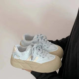 Purpdrank  Women's Casual Versatile Spring 2025 Platform Sneakers Flat Bottom Shoes Rubber Upper Polyurethane Insole And Lining