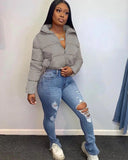 Purpdrank  Women's Autumn Winter Cotton Coat Tops Jacket Cardigan Long Sleeve Standing Collar Thickened Warm Leisure Versatile Slim Vintage