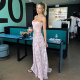Purpdrank  Sexy Backless Square Neck Print Maxi Dress Women Fashion Sleeveless High Waist Sling Dresses Summer Elegant Street Partywear