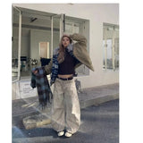 Purpdrank  Retro American Washed out Dirty Fit Jeans Casual Loose Women's Pants Knife Edge Deconstructed Design Long Trousers