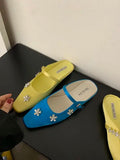 Purpdrank  Shoes Slippers Flat Glitter Slides Butterfly-Knot Jelly Soft Crystal Mary Janes Butterfly-knot Shoes Slippers Flat Butterfly-Kno