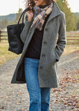 Purpdrank  Autumn and Winter New Women's Coat Retro Mid-length Solid Color Woolen Coat