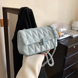 Purpdrank  Embroidery Thread Chain Crossbody Bags For Women 2023 Latest Luxury Designer Handbag PU Leather Street Shoulder Bag Bolsos