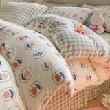 Purpdrank  Winter Double-sided Thickened Milk Flour Bed Set of Four Pieces with Warm Flange Coral Flour Quilt Cover and Flour Bed Sheet