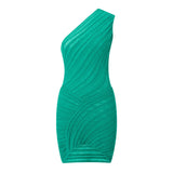 Purpdrank  Summer Dress Women Solid Color One Shoulder Slim Fit Sleeveless Bodycon Knitted Dresses y2k Club Party Dresses