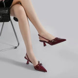 Purpdrank  Spring summer pointed hollow thin heel fashionable shallow women's shoes with elegant temperament buckle decoration high heels