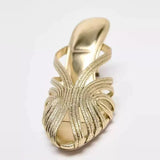 Purpdrank  Golden Narrow Band Design Brand High Heel Slippers Women Fashion Pointed Toe Thin Heel Slide Sandals Elegant Banquet Dress Shoes