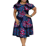 Purpdrank New Bazin Riche African Ruffles Collar Dresses for Women Dashiki Print Pearls Dresses Vestidos Women African Clothing