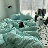 Purpdrank  Ins Bedding Simple Four Piece Set Bed Sheets Are Skin Friendly and Comfortable, Suitable for Home Use