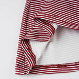 Purpdrank  Autumn Sweet Lace Patchwork V Neck Long Sleeve Slim Striped T-Shirts