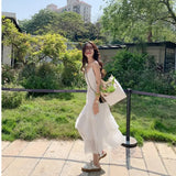 Purpdrank  White French Style Strapless Dress Women's Spring Summer Beach Vacation Short Size 150 Cake Skirt XS 145 Polyester Fiber