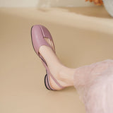 Purpdrank   Summer New Leather Low Heel Tabi Split Toe Shoes Women Single Shoes Lazy Slip on Design Footwear Leather Shoes Lady Sandals