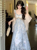 Purpdrank  French Vintage Elegant Women Dresses Y2k Butterfly Sequin Fairy Long Dress Fashion Female Korea Style Chic Outfits Summer New