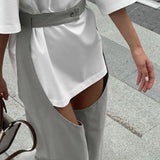 Purpdrank   New Hollow Sexy High-waisted Trousers Fashionable Versatile Simple Straight Casual Pants