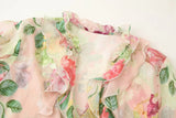 Purpdrank  Fashion Semi Sheer Floral Print Wood ears Ruffles V neck Pullover Shirt Women Full Flare Sleeve Loose Chiffon Blouses Tops