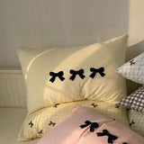 Purpdrank  Plaid Bow Knot Pillow Cover Korean Y2k Fashions Girlish Heart Blackpink Room Decor Sleeping Pillow Cover Bedroom Decoration Gift
