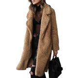 Purpdrank  Autumn Long Furry Women's Woolen Coat Casual Street Sle Straight Cut Suit European And American ulations Winter Faion