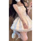 Purpdrank  Sweet Unique Puffy Skirt Dress Cardigan Outerwear Two-Piece Set Short Sleeve Princess Style Spring Autumn City Walk Dress