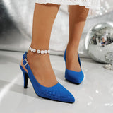 Purpdrank  Women Platform High Heels Shoes Pointed Toe Slip on Knitted Pumps Comfortable Slingback Designer Shoes Zapatos De Mujer