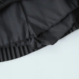 Purpdrank  Y2K American Retro Women Gray Solid Color Bow Belt Ruched Pleated Mini Skirt Side Zipper A-line Short Saia Skirt Cool Girl