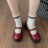 Purpdrank  Thick Heel Red Women Mary Jane Shoes Fashion Round Toe Shoes 2025 Spring Ladies Casaul College Style Pumps