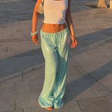Purpdrank  Fashion  Sequin Wide Leg Pants Women Casual Loose Lace Up Low Waist Straight Trousers 2025 Summer Lady Vintage High Street Pants