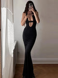 Purpdrank   Spring and Summer Women's Clothing V-neck Sleeveless Long Dress Knitted Blouse Sexy Slim-fitting Hollow Fashion Mesh Dress