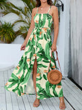Purpdrank   Boho Floral Print Long Dress Women Summer Sexy Sleeveless Backless Bandage Dress Beach Sundress Elegant Green Maxi Dress Vestido