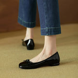 Purpdrank  Woman's Flats Patent Leather Ballet Flats Bowtie Boat Shoes Low Heels Slip on Flat Shoes Woman Black Loafers Spring Autumn