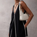 Purpdrank  Casual Loose Splicing Outfits Tracksuit Fashion Two Piece Set for Women Elegant Sleeveless V Neck Vest Top Wide Leg Pants Set