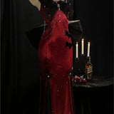 Hepburn Retro Temperament Red Dress Slimming Halter for Women