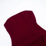 Purpdrank  Side Ribbon Velvet Strapless Bodycon Mini Dress Women Elegant Sexy Sleeveless Backless Ruched Hipster Party Clubwear Vestidos